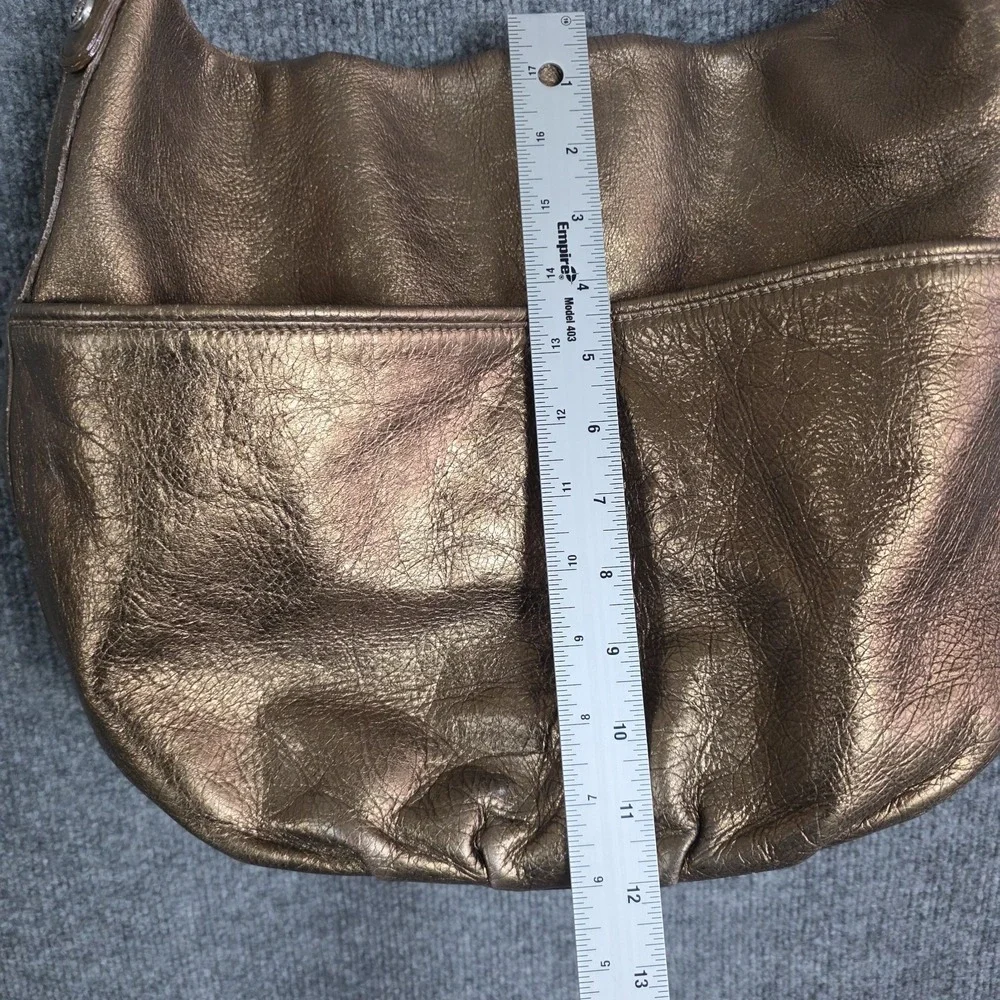 Vintage Brighton Bronze Metallic Leather‎ Hobo Large Bag Braided Strap Shoulder